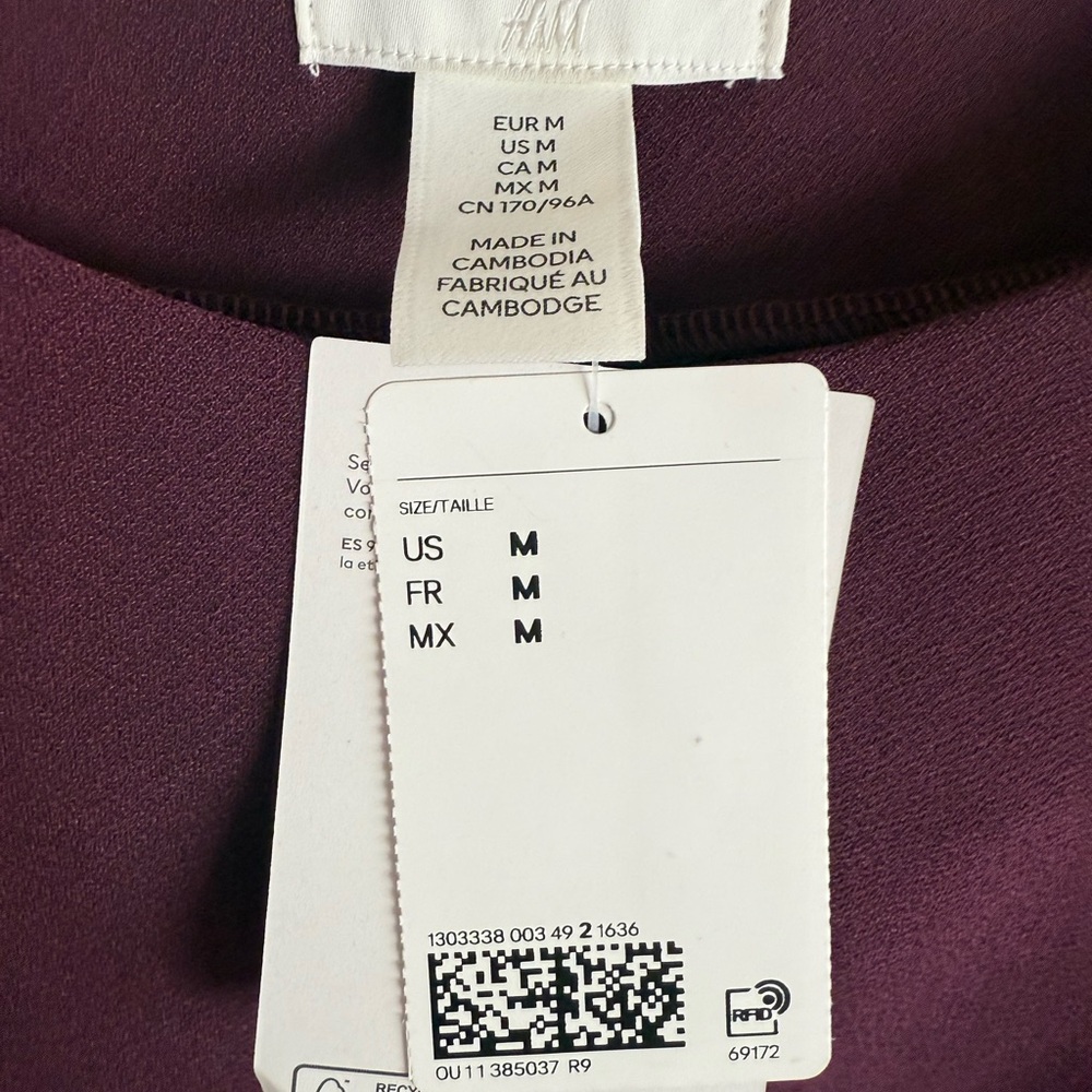 H&M Dark Purple Top Size M New - Picture 2 of 3